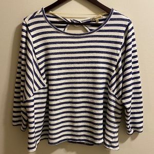 1X Democracy Navy & Cream striped top
